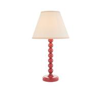 Luminosa Lighting Luminosa Higgledy Gloss Pink Clay Paint Table Lamp With Vintage White Fabric Ivy Shade 25Cm E14