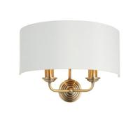 Luminosa Lighting Luminosa Highclere Shade Wall Lamp, Antique Brass Plate, Vintage White Fabric