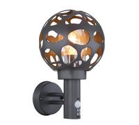 Luminosa Lighting Luminosa Hilario Pir Outdoor Globe Wall Lamp Anthracite Ip44 1X E27 Dawn Dusk Sensor