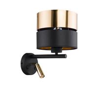 TK Lighting Hilton wall light in black/gold with LED reading light