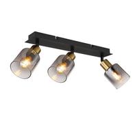 Luminosa Lighting Luminosa Hollsy Ceiling Spotlight Bar Matt Black Smoke Glass Shade 3X E14