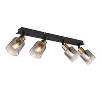 Luminosa Lighting Luminosa Hollsy Ceiling Spotlight Bar Matt Black Smoke Glass Shade 4X E14