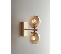 Luminosa Lighting Luminosa Honey Twin Globe Wall Light, Brass Satin With Champagne Diffusers, G9