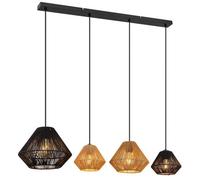 Luminosa Lighting Luminosa Houdini Bar Pendant Ceiling Light Matt Black 4X E27