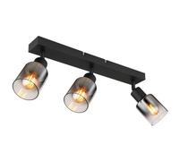 Luminosa Lighting Luminosa Hubertus Ceiling Spotlight Bar Matt Black Smoke Glass Shade 3X E14