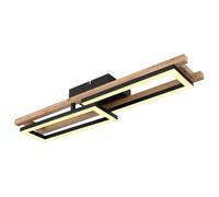 Globo Illa LED ceiling light, wood design, length 69cm