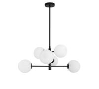 Luminosa Lighting Luminosa Impero 6 Light Globe Pendant Ceiling Light White Frosted Glass Black Metal Led E14