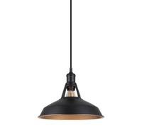 Luminosa Lighting Luminosa Industrial And Retro Hanging Pendant Black 1 Light With Black, Gold Shade, E27