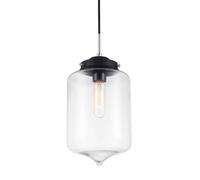 Luminosa Lighting Luminosa Industrial And Retro Hanging Pendant Black 1 Light With Clear Shade, E27