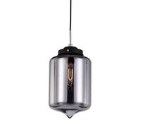 Luminosa Lighting Luminosa Industrial And Retro Hanging Pendant Black 1 Light With Dark Glass Shade, E27