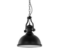 Luminosa Lighting Luminosa Industrial And Retro Hanging Pendant Black 1 Light With Glass Shade, E27