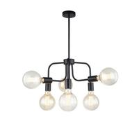 Luminosa Lighting Luminosa Industrial And Retro Hanging Pendant Black 6 Light , E27
