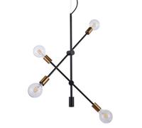 Luminosa Lighting Luminosa Industrial And Retro Hanging Pendant Black Matt, Gold 4 Light , E27