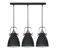 Luminosa Lighting Luminosa Industrial And Retro Hanging Pendant Graphite, Red Copper 3 Light With Graphite Shade, E27
