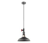 Luminosa Lighting Luminosa Industrial And Retro Hanging Pendant Grey 1 Light With Black Grey Shade, E27