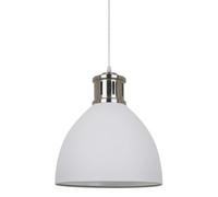 Luminosa Lighting Luminosa Industrial And Retro Hanging Pendant White, Satin Nickel 1 Light With White Shade, E27