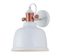 Luminosa Lighting Luminosa Industrial And Retro Wall Lamp White 1 Light With White, Copper Shade, E27