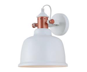 Luminosa Lighting Luminosa Industrial And Retro Wall Lamp White 1 Light With White, Copper Shade, E27