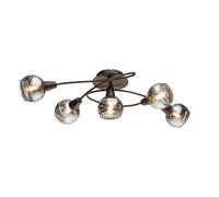 Luminosa Lighting Luminosa Isla Multi Arm Semi Flush Ceiling Lamp Bronze Colored Glass Shade 5X E14 3000K