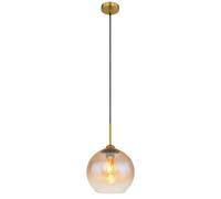 Luminosa Lighting Luminosa Jamessa Dome Pendant Ceiling Light Brass-Coloured Matt Amber Glass Shade 1X E27