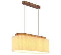 Luminosa Lighting Luminosa Jannie Bar Pendant Ceiling Light Wood Brown, Linen Shade, 3X E27