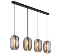 Luminosa Lighting Luminosa Jefrey Bar Pendant Ceiling Light Matt Black Smoke Glass Shade 4X E27