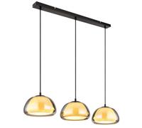 Globo Jella pendant light, length 95 cm, smoke grey, 3-bulb, glass