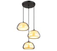 Luminosa Lighting Luminosa Jella Cluster Pendant Ceiling Light Matt Black Smoke Glass Shade 3X E14