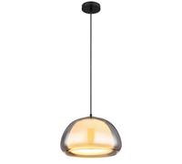 Luminosa Lighting Luminosa Jella Dome Pendant Ceiling Light Matt Black Smoke Glass Shade 1X E27