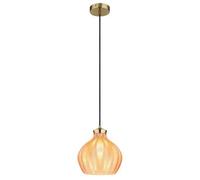 Luminosa Lighting Luminosa Jessica Dome Pendant Ceiling Light Gold Colours Matt Amber Glass Shade 1X E27