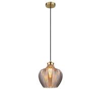 Luminosa Lighting Luminosa Jessica Dome Pendant Ceiling Light Gold Colours Matt Smoke Glass Shade 1X E27