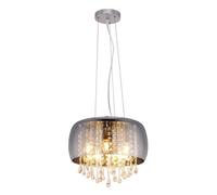 Luminosa Lighting Luminosa Kalla 35Cm Pendant Ceiling Light Chrome Glass Shade 5X E14