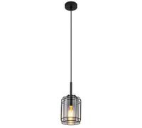 Luminosa Lighting Luminosa Kammi Wire Frame Pendant Ceiling Light Matt Black Smoke Glass Shade 1X E27