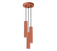 Luminosa Lighting Luminosa Karbon Minimalist Cluster Drop Pendant Lamp 3 Light Red Ochre