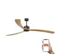 Luminosa Lighting Luminosa Kauai Xxl Ceiling Fan Dark Brown, Pine Tuya Smart System