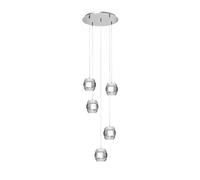 Luminosa Lighting Luminosa Khalifa Ceiling Cluster Pendant 5 X 6W Led 3000K Line Polished Chrome, Glass, 5400Lm,