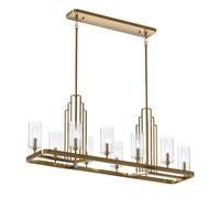 Quintiesse Kimrose 10 Light Bar Ceiling Pendant In Natural Brass Finish