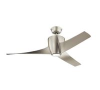 Luminosa Lighting Luminosa Kichler Phree 3 Blade 142Cm Ceiling Fan With Led Light Brushed Nickel Remote Control