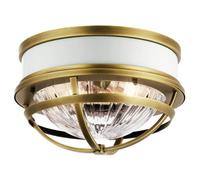 Luminosa Lighting Luminosa Kichler Tollis Bowl Semi Flush Ceiling Light Natural Brass & White