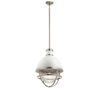 Luminosa Lighting Luminosa Kichler Tollis Globe Pendant Ceiling Light Brushed Nickel & White