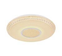 Luminosa Lighting Luminosa Klemens Patterned Glass Flush Ceiling Light White 1X Rgb Led Dimmable 3000-6000K Remote Control