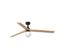 Luminosa Lighting Luminosa Klim Large Smart Ceiling Fan Black, Pine Blades, E27 Light