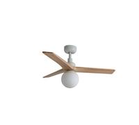 Luminosa Lighting Luminosa Klim Small White, Light Oak Wood Ceiling Fan Dc E27 6 Speed