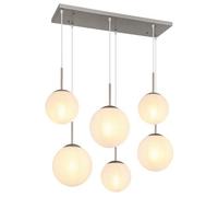 Luminosa Lighting Luminosa Kop Cluster Pendant Ceiling Light Nickel Matt Balls Opal Alabaster Optic Glass Shade 6X E27