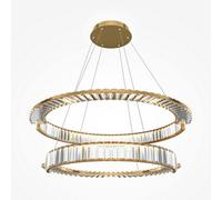 Luminosa Lighting Luminosa Krone Twin Ring Modern 80Cm Pendant Ceiling Light Gold 4000K 6000Lm Crystal Shade