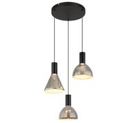 Luminosa Lighting Luminosa Labora Cluster Pendant Ceiling Light Matt Black Smoke Glass Shade 3X Led 3000K