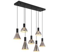 Luminosa Lighting Luminosa Labora Cluster Pendant Ceiling Light Matt Black Smoke Glass Shade 7X Led 3000K