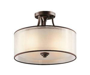 Luminosa Lighting Luminosa Lacey 3 Light Small Semi Flush Mount Ceiling Light Mission Bronze, E27