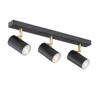 Luminosa Lighting Luminosa Lagos Ceiling 3 Light Spotlight Bar Black Structure, Brass Elements