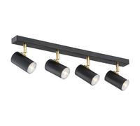 Luminosa Lighting Luminosa Lagos Ceiling 4 Light Spotlight Bar Black Structure, Brass Elements